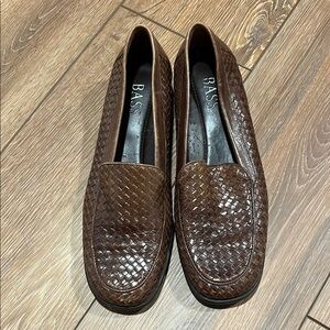 Bass Brown Woven Leather Slip-On Loafers